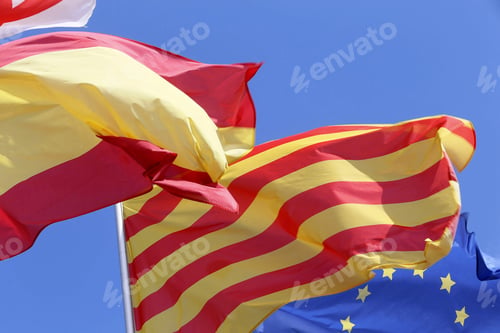 Preview: Flags Of Spain, Catalunya And Europe Union