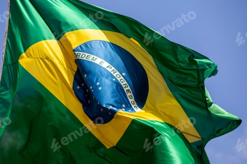 Preview: Dtail Of Brazilian Flag On Wind