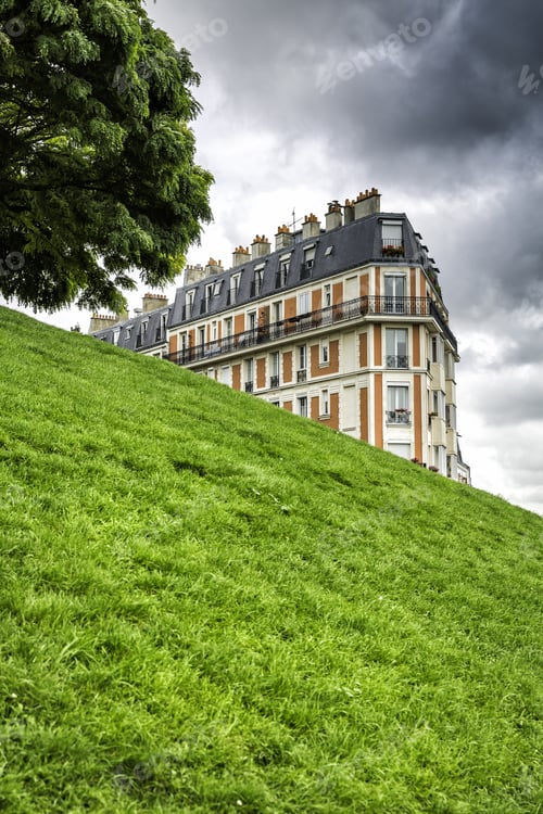 Preview: House On Green Hill Against Dark Sky