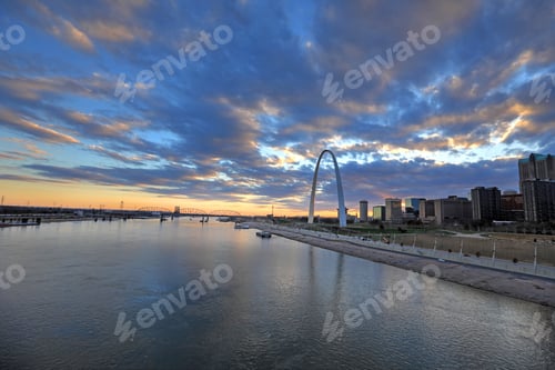 Preview: St. Louis, Missouri Skyline And The Gateway Arch From Eads Bridge.
