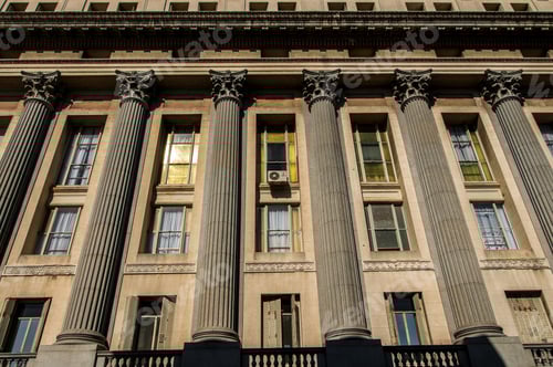 Preview: Roman Style Columns On A Building In Montevideo
