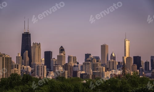 Preview: Chicago Skyline At Sunset