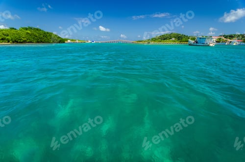 Preview: View Of Beautiful Caribbean Water With A Far Away Bridge In San Andres Y Providencia, Colombia