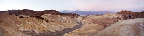Preview: Zabriskie Point Panoramic At Sunset With Photographer Famous Spot In Death Valley