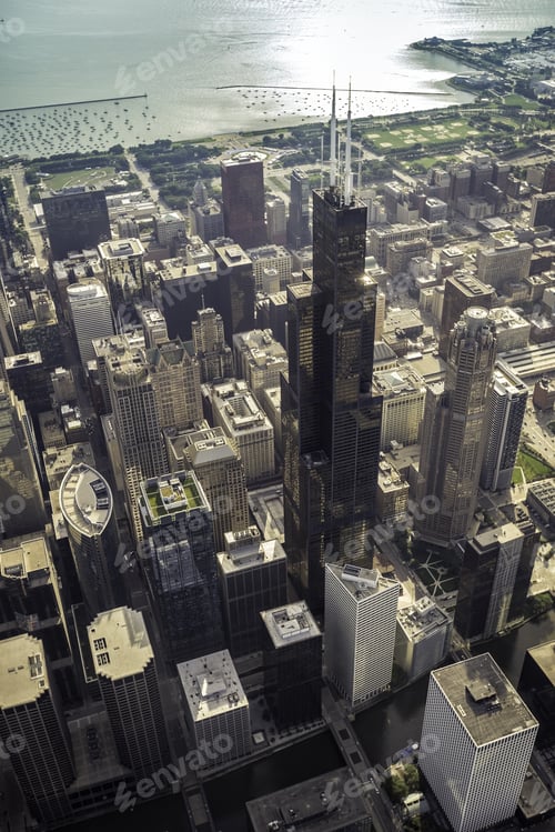 Preview: Chicago Downtown Skyscrapers High Angle View