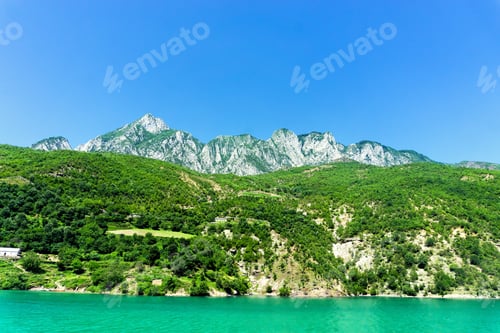 Preview: Beautiful View Of Koman Lake With Mountains Near Shkoder, Albania.