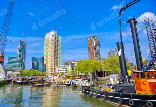 Preview: The Canals And Waterways In The City Of Rotterdam, The Netherlands.