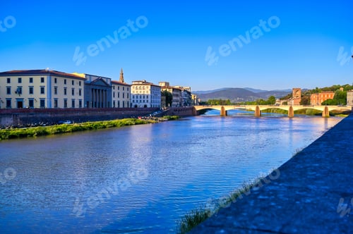 Preview: A View Along The Arno River In Florence, Italy.