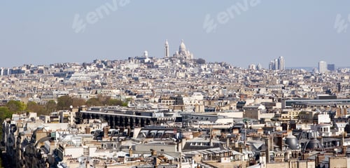 Preview: Color Dslr View Of Basilica Of The Sacre Cœur On Montmartre From Top Of Arch De Triumph, Paris
