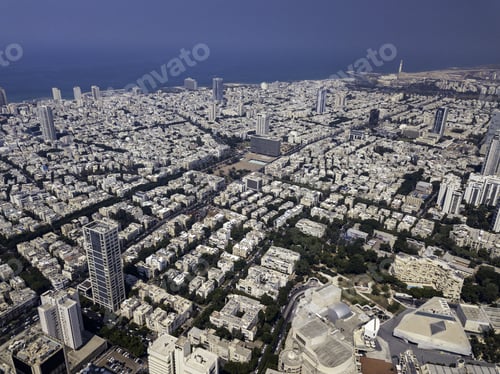 Preview: Tel Aviv, Israel Cityscape With Towers Sarona Area Main Landmark Old And New Architecture