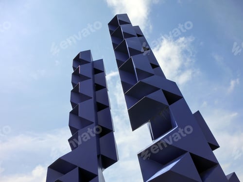 Preview: Purple Geometric Pattern Girders Ascending Into Blue Sky