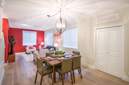 Preview: Interior Design Of A Modern Dining Room With A Living Room In The Background.