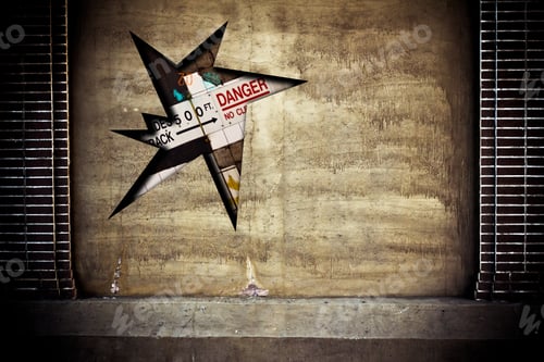 Preview: A Grungy Urban Wall With Cutout Exposing Graphics, Tiles And Text From A Subway Wall