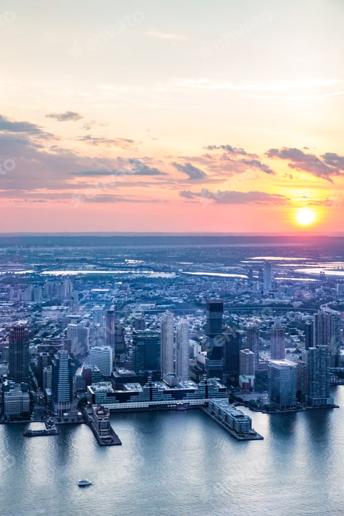 Preview: New Jersey Skyline With Sunset Over Jersey City