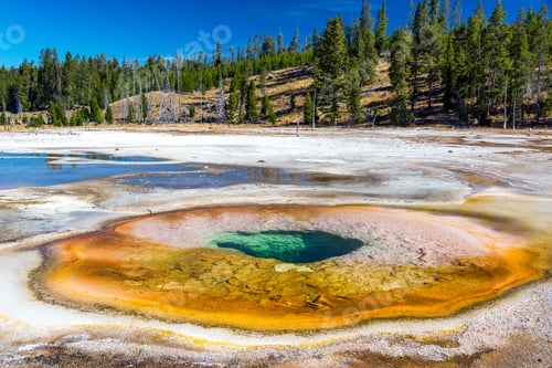 Preview: Landscape View Of The Chromatic Pool In The Upper Geyser Basin In Yellowstone National Park