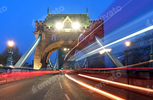 Preview: Vehicles Pass Over Tower Bridge Across The River Thames In London, Uk.
