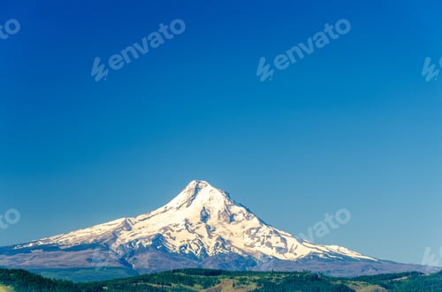 Preview: Beautiful Snow Covered Mt. Hood And A Deep Blue Sky In Oregon, Usa