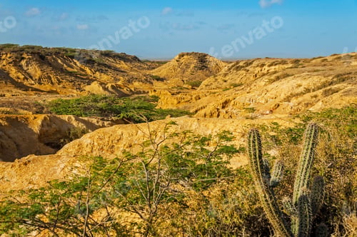 Preview: Desolate Desert Landscape View In La Guajira, Colombia