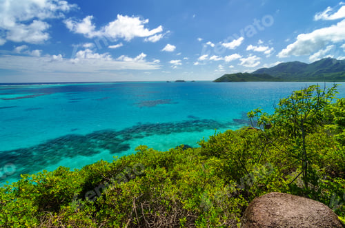 Preview: Landscape View Of Turquoise Caribbean Sea And Lush Green Tropical Island Of San Andres Y