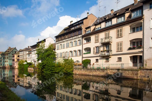 Preview: View Of Beautiful Half-Timbered Houses Along The Canal Seen From Strasbourg France