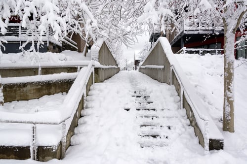 Preview: Stairs Covered In Deep Snow After A Snowstorm In Portland, Oregon