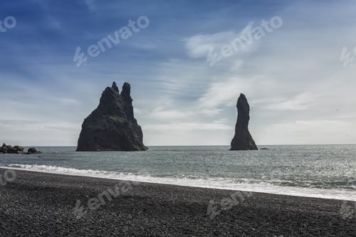 Preview: The Black Sand Beach Of Reynisfjara Near Vik, Iceland