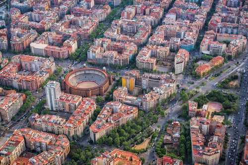 Preview: Aerial View Of Barcelona Buildings, High Angle View Of The City Urban Grid, Spain