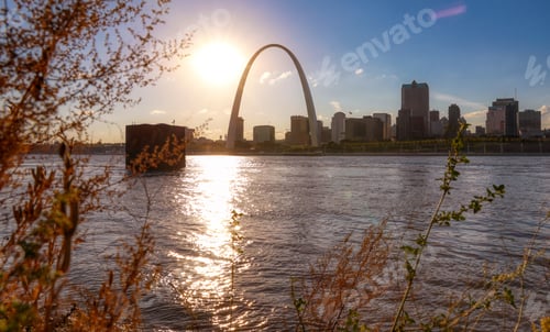 Preview: The St. Louis, Missouri Skyline Across The Mississippi River.