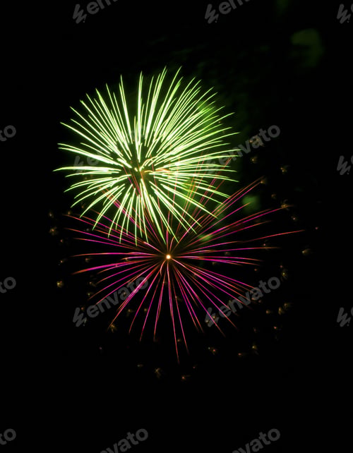 Preview: A Colorful Fireworks Display In The Night Sky On July 4Th 2010 In Tonopah Arizona.