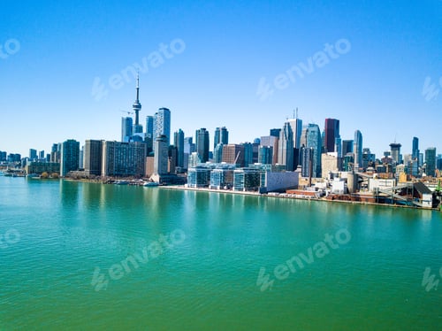 Preview: Beautiful Toronto City Skyline Aerial View Photograph Toronto, Ontario, Canada.