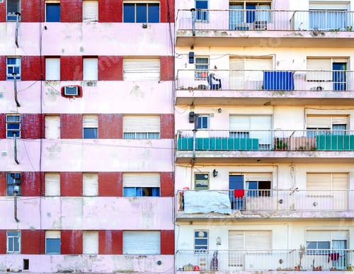 Preview: Facades Of Two Poor Apartment Buildings In La Boca Neighborhood Of Buenos Aires