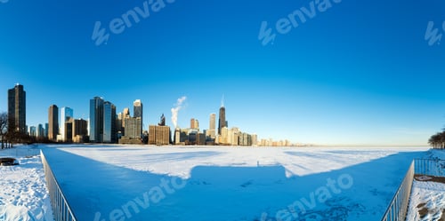 Preview: Super Wide Panorama View Of Skyscrapers In Downtown Chicago