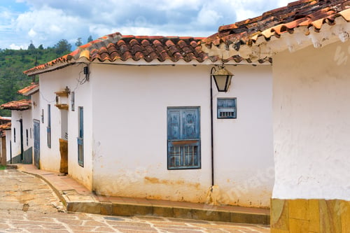 Preview: Colonail Architecture And Street Light In Barichara, Colombia