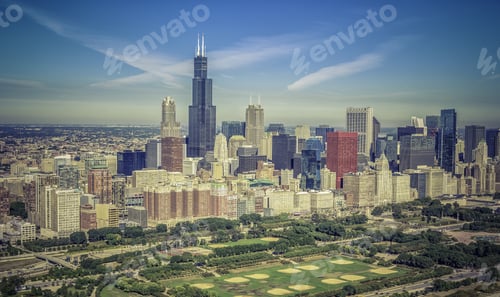 Preview: Chicago Skyline Panorama Aerial View