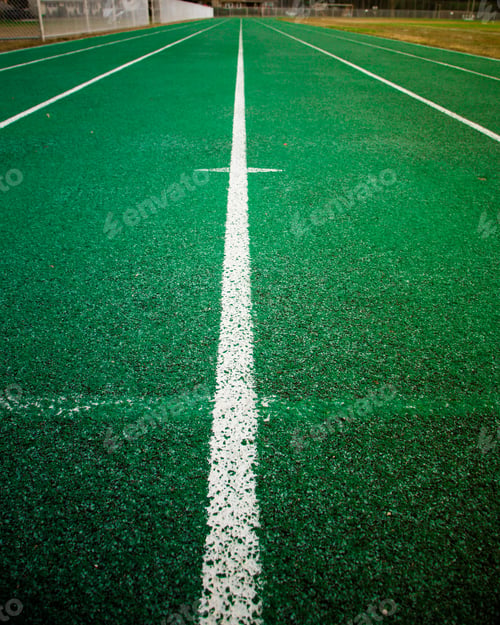 Preview: Green Athletic Running Track With White Line