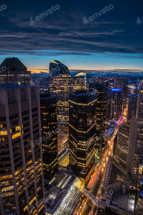Preview: Elevated View Of Calgary'S Urban Centre At Night.
