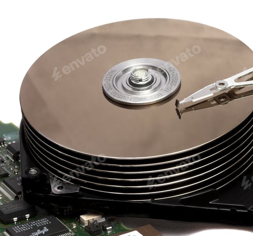 Preview: Macro Of Opened Hard Disk Drive Isolated On White