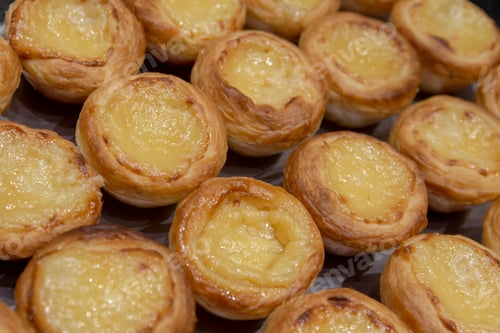 Preview: Portuguese Custard Tarts Pastel De Nata Or De Belem. A Close-Up Of Traditional Portuguese Custard