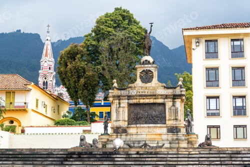 Preview: Monument To The Battle Of Ayacucho With El Carmen Church Visible In The Background In The Center Of