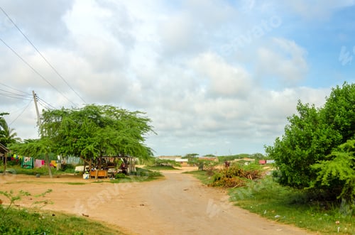 Preview: Dirt Road Passing Through A Rural Village In La Guajira, Colombia