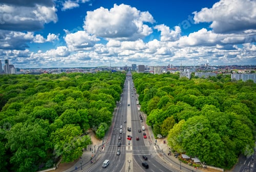 Preview: An Aerial View Of The Tiergarten And Berlin, Germany From The Victory Column On A Sunny Day.