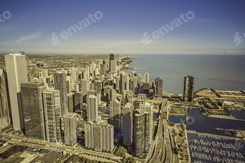 Preview: Chicago Skyline Panorama Aerial View
