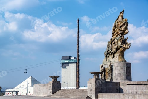 Preview: Cinco De Mayo Victory Monument With An Aerial Tramway In The Background In Puebla, Mexico