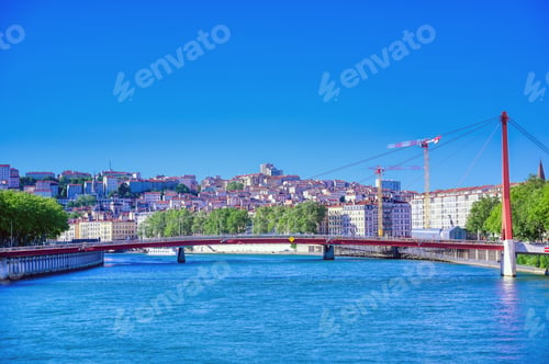 Preview: A View Of Lyon, France Along The Saone River In The Afternoon.