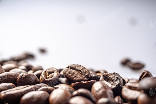 Preview: Coffee Beans Background. Close Up Fresh Roasted Brown