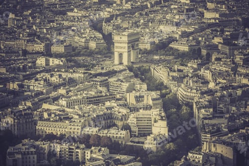 Preview: Arch Of Triumph Vintage Aerial View In Paris, France