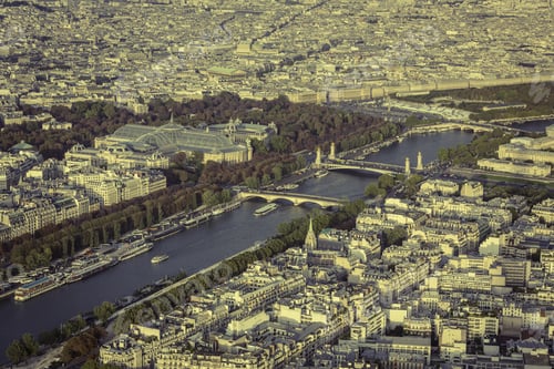 Preview: Paris Aerial View With Cruise Ships On Seine River, France