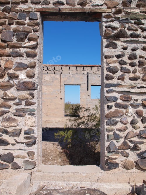 Preview: The Stone Doorways Of An Abandoned Homestead In A Remote Area Near Tonopah Arizona.
