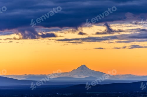 Preview: Orange Sky Over Mt. Hood Seen During Sunset From Bend, Oregon