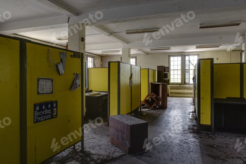 Preview: Derelict Cubicles Inside An Abandoned Hospital.